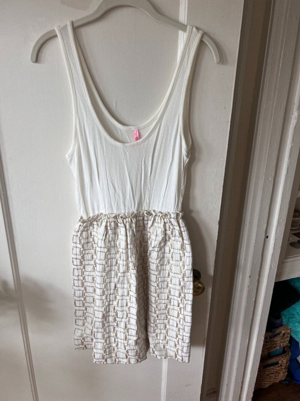 Eight Sixty cream and gold pattern dress